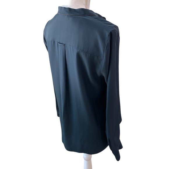 Lafayette 148 Long Sleeve Half Button Beaded Collar Silk Popover Blouse Sz M - Picture 5 of 16